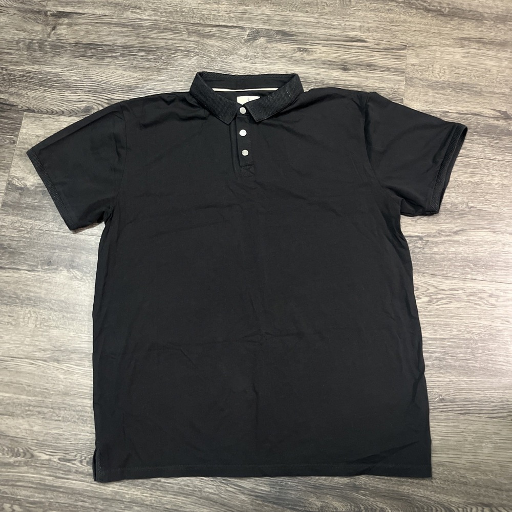 T-shirt Men's XL Henley Short Sleeve Black Stretch  Scott  James